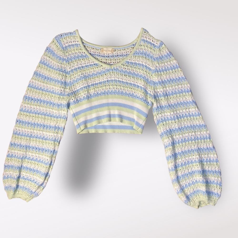 Altar’d State Cropped Briella Knit‎ Striped Sweater Womens Size S